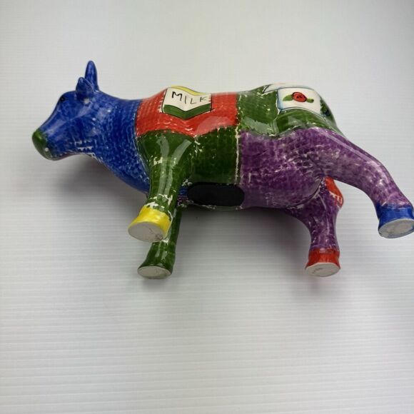 Ceramic Cow Coin Bank Milk Cream Statue Farmhouse Country Folk Art - Picture 9 of 15